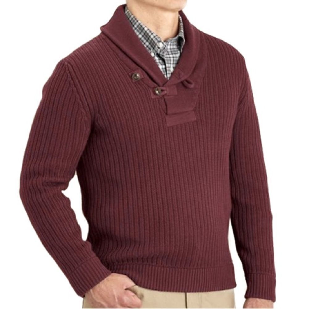 NWT Duluth Trading Co High Neck Infantry Maroon Sweater Cotton Wool Blend Mens M
